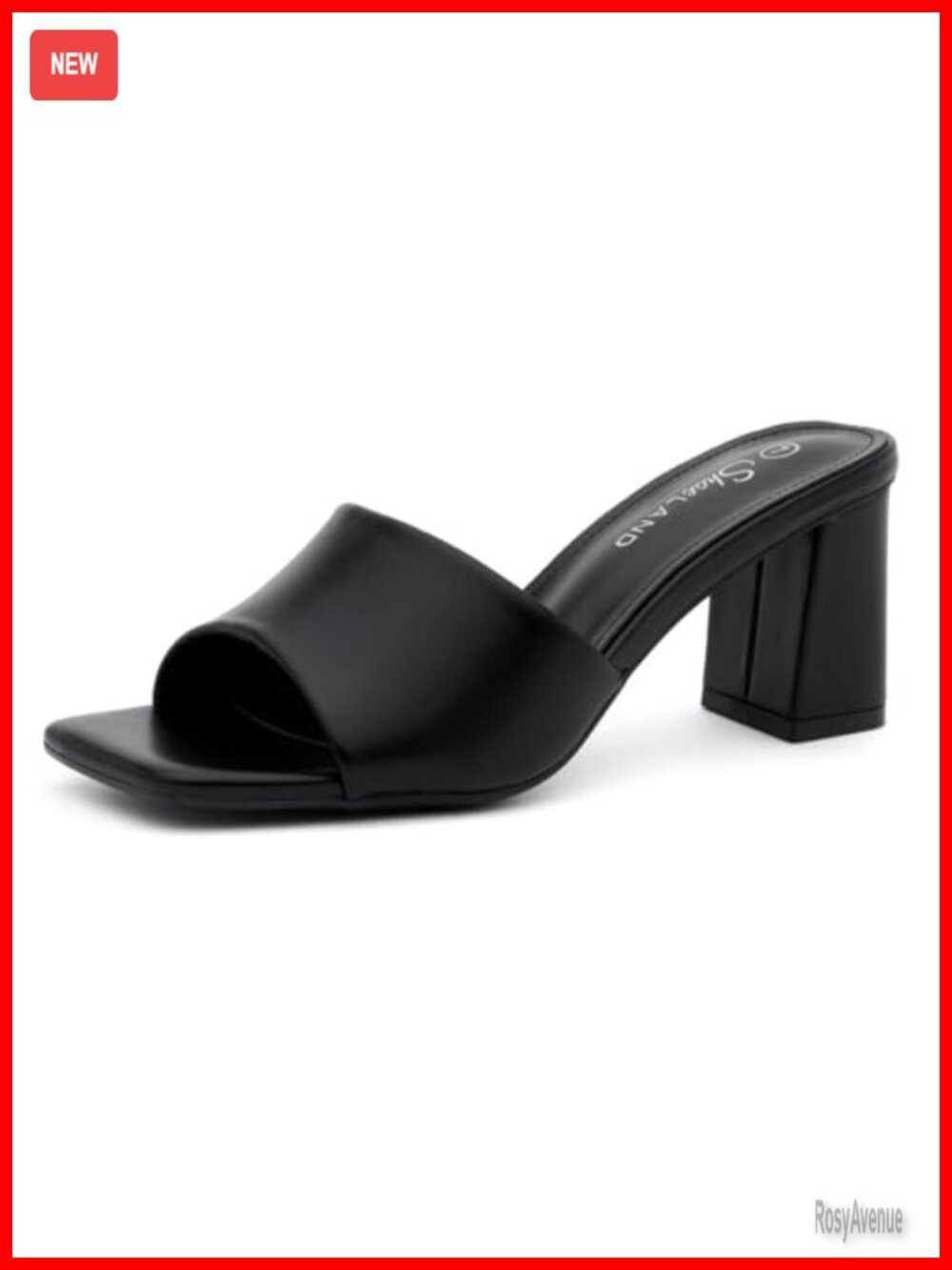 Chunky Block Heel Square Open Toe Slip-On Mule Dress Sandals